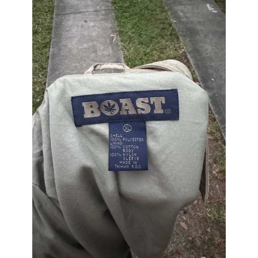 Y2K bomber jacket Boast Golf Windbreaker Jacket unisex XL light brown Zip Up - Picture 9 of 11